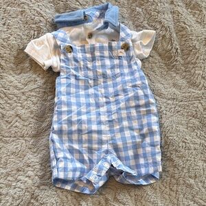Tommy Bahama 3-6 months   Easter Blue & White Gingham Baby bib overalls